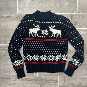 Women’s Blue and White Reindeer Sweater